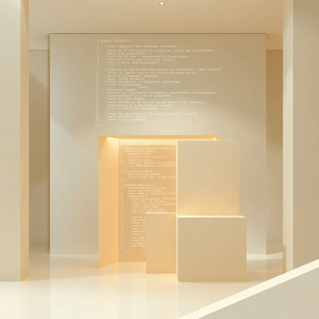 Abstract technical visualization of code structure, blocks a